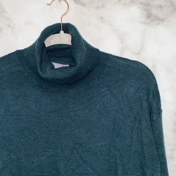 Chelsea28 Dark Green Turtleneck Slit Side Sweater - Picture 4 of 9